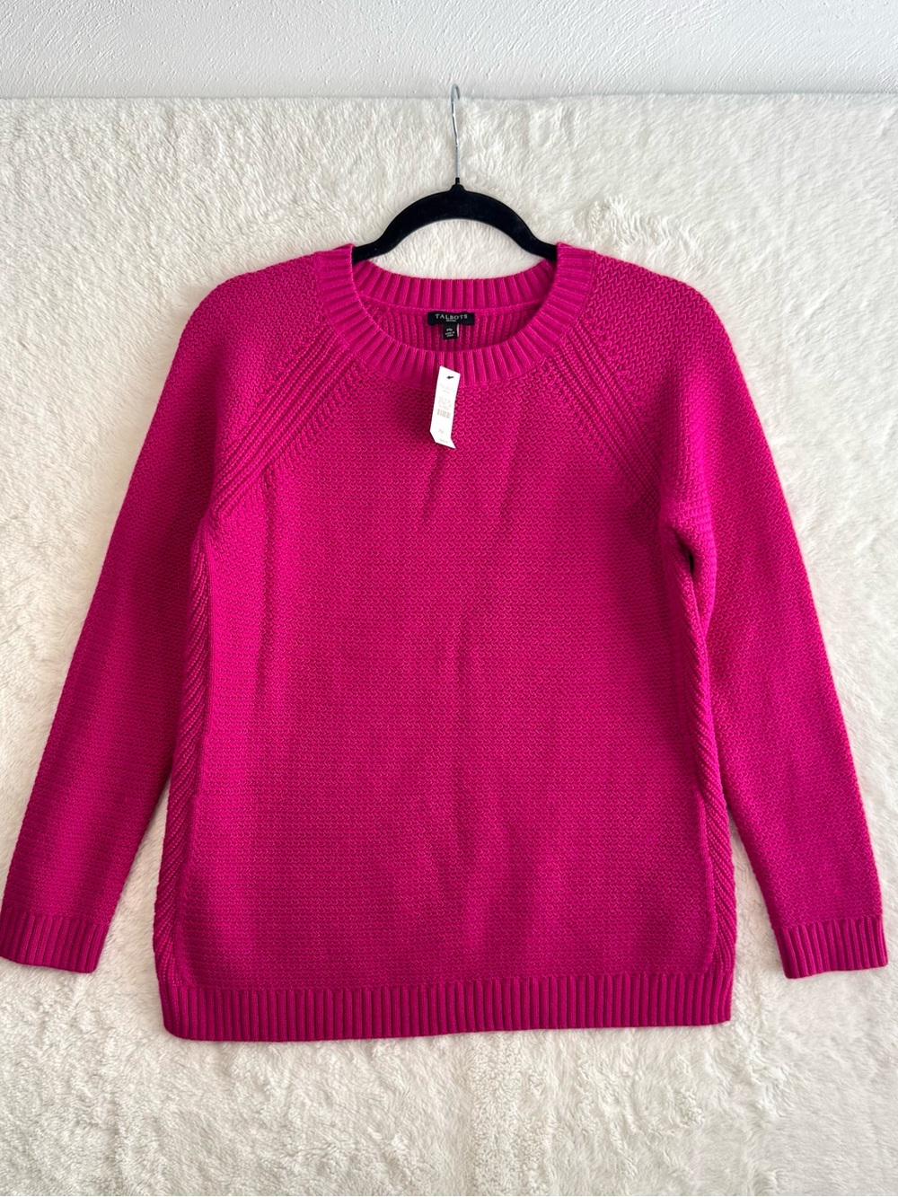 Talbots Sweater Women’s MP Pink Cable Knit Lambswool Blend Preppy Comfy NEW